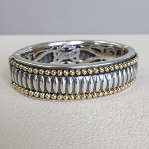 Lagos Caviar Sterling & 18K Gold Bangle Bracelet, 7"